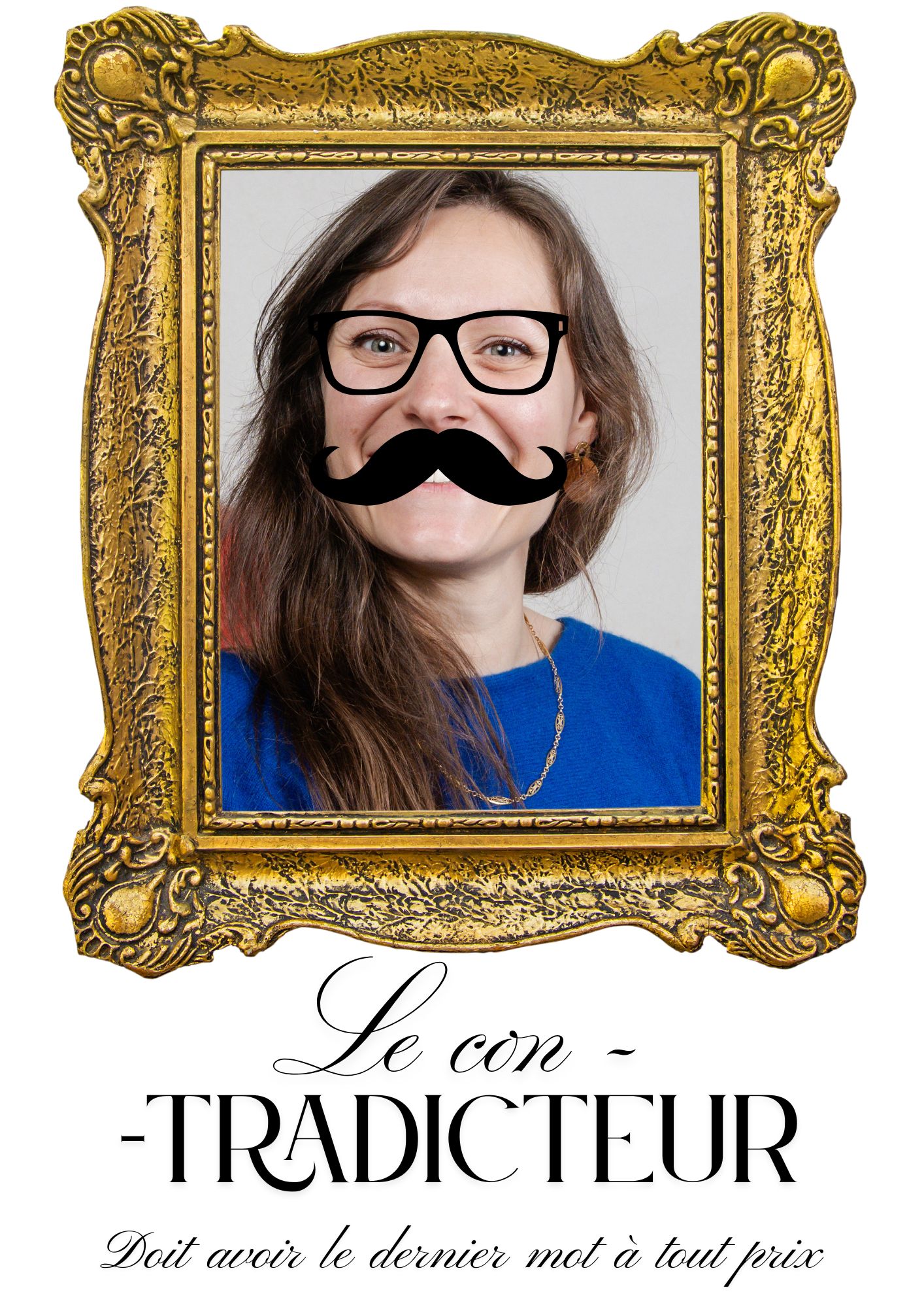 Portrait de con de bureau affiché au mur
